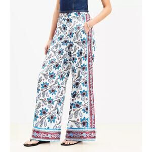 Loft NWT Fluid Pull On Wide Leg Pants Paisley Size XS